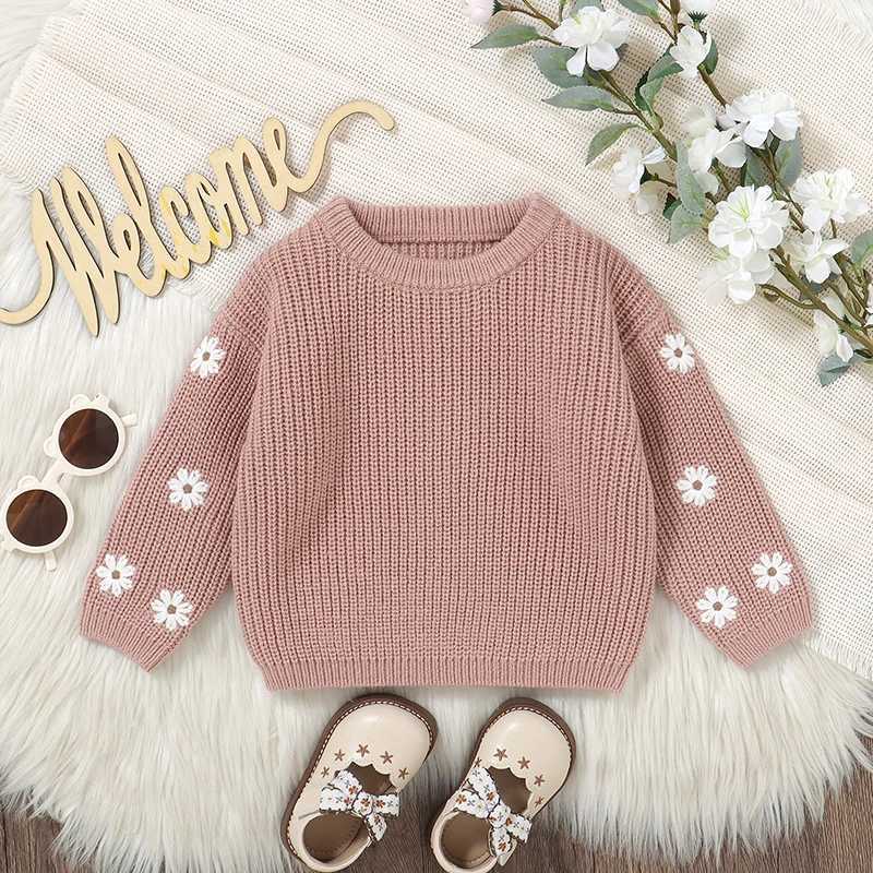 Suefenskry Newborn Womens Sweater Casual Flower Embroidery Warm Knitted Long Sleeve Baby Autumn Winter Knitted Top W241025