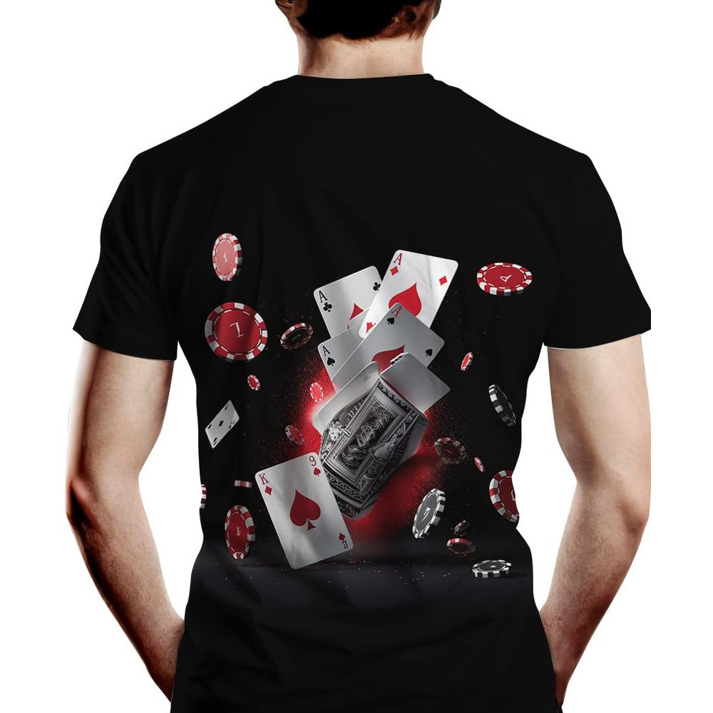 Mens T shirt Casino Chips and Poker Print T-Shirts Casual Novelty Tee Top for Men's tee Casual tops summer clothes Hip hop trend