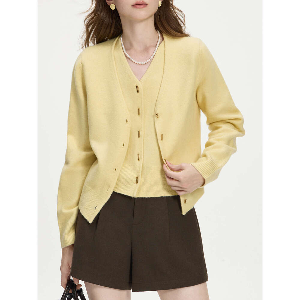 FSLE 7.3% Wool V-Neck Vest Cardigan Two Pieces Set For Women 2024 Autumn Winter New Loose Knit Warm Chic Top 24Fs14187+24Fs14230