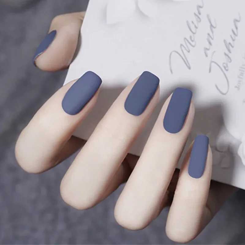 24Pcs Fake Nails Medium Length Matte Solid Color Press on Nails Companion Tools Included ReusableXJ241025