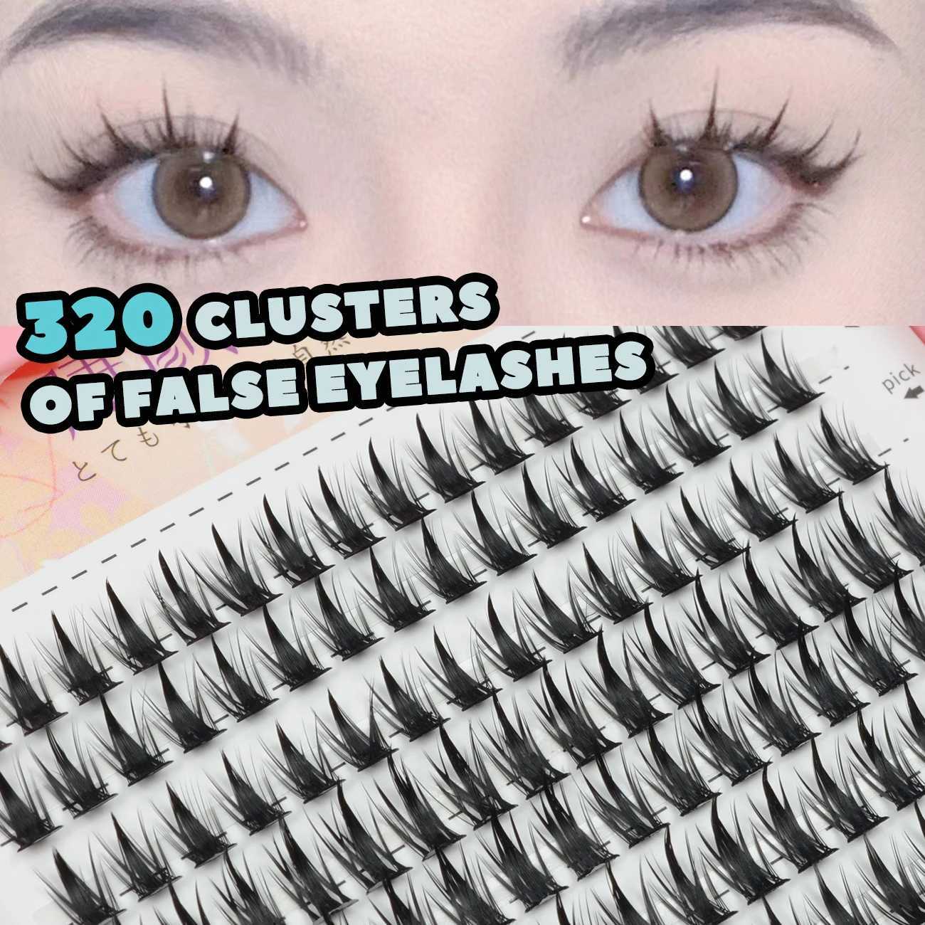 False eyelashes 320 Clusters Personal eyelashes Mixed length eyelash book Soft and natural appearance Fox eyelashes Korean cute makeup eyelashesW24102