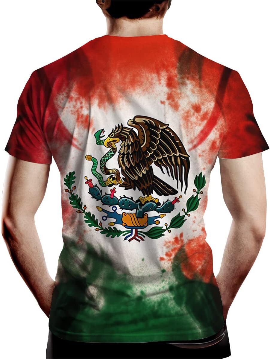 Mens T shirt Mens Tie Dyeing Style Casual Tees Short Sleeve Tshirt with Mexican Flag Print tee Casual tops summer clothes Hip hop trend