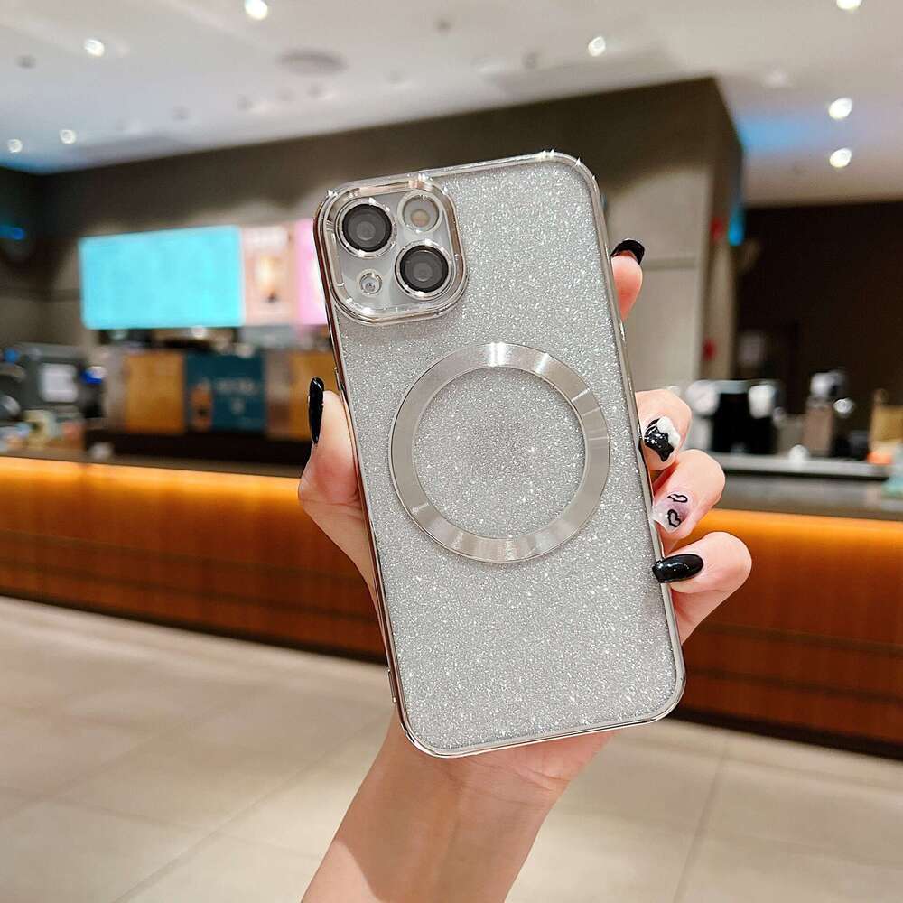 Suitable for iPhone 16 PROMAX phone Magsafe magnetic wireless charging plated with glitter powder soft case Apple 13