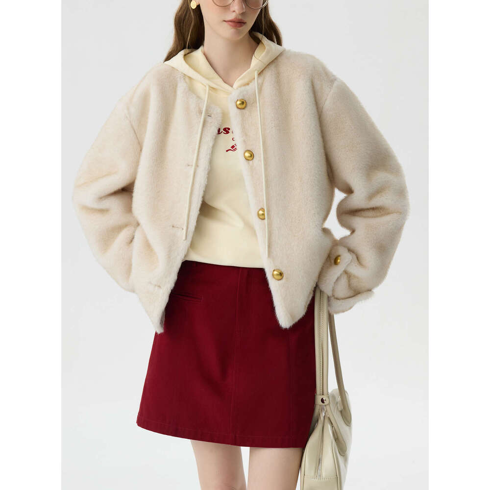 FSLE Cute Warm Coat Fashion Elegant For Women 2024 Winter New Design Short Versatile Chic Casual Female Jacket 24Fs14507