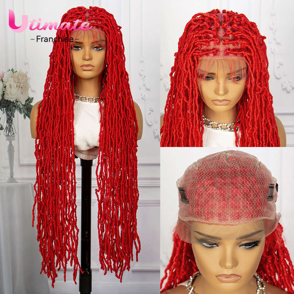 Red Box Braided Wigs Full Lace Braiding Wig Crochet Braids for Women Inches Knotless Twisted