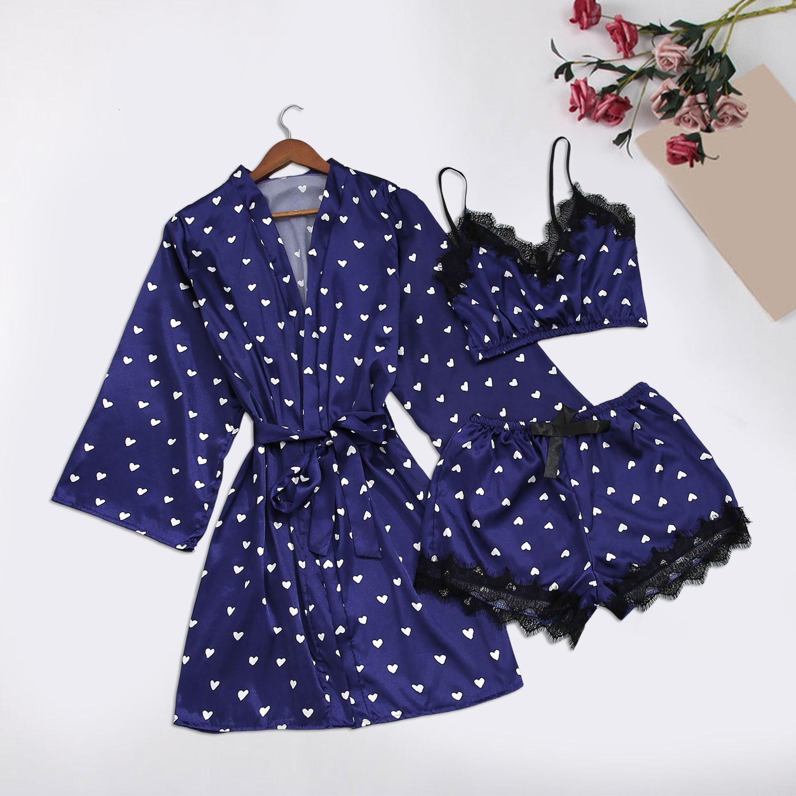 2025 New Designer PC Women s Sexy Lace Satin Pajamas Gerie Camisole Pajamas and Robes Pamas Set Pajamas fashion Home Clothes Pajamas