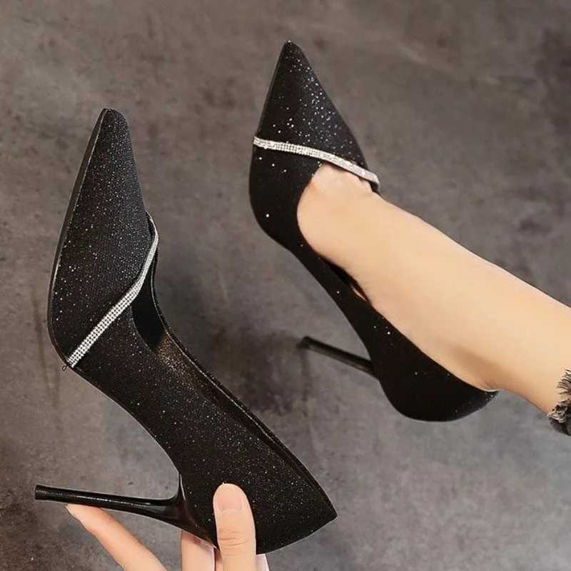 NEW Black High Heels Womens New Thin Heel Hollow Pointed Single Shoes Sexy Baotou Woman Fashion Highheeled Shoes W250910