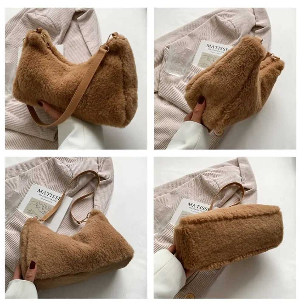 faux fur Fi mini handbag designer womens wallet fluffy soft plush shopping bag warm winter Y241025