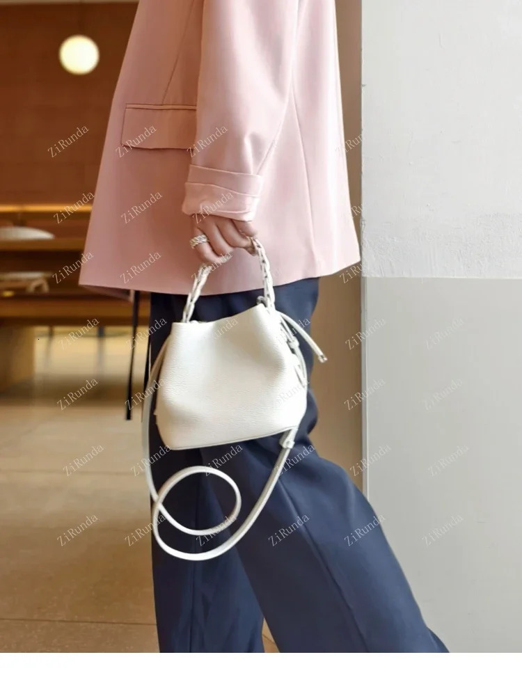 First layer cowhide bucket vegetable basket genuine leather womens bag spring and summer single shoulder handbag 241021