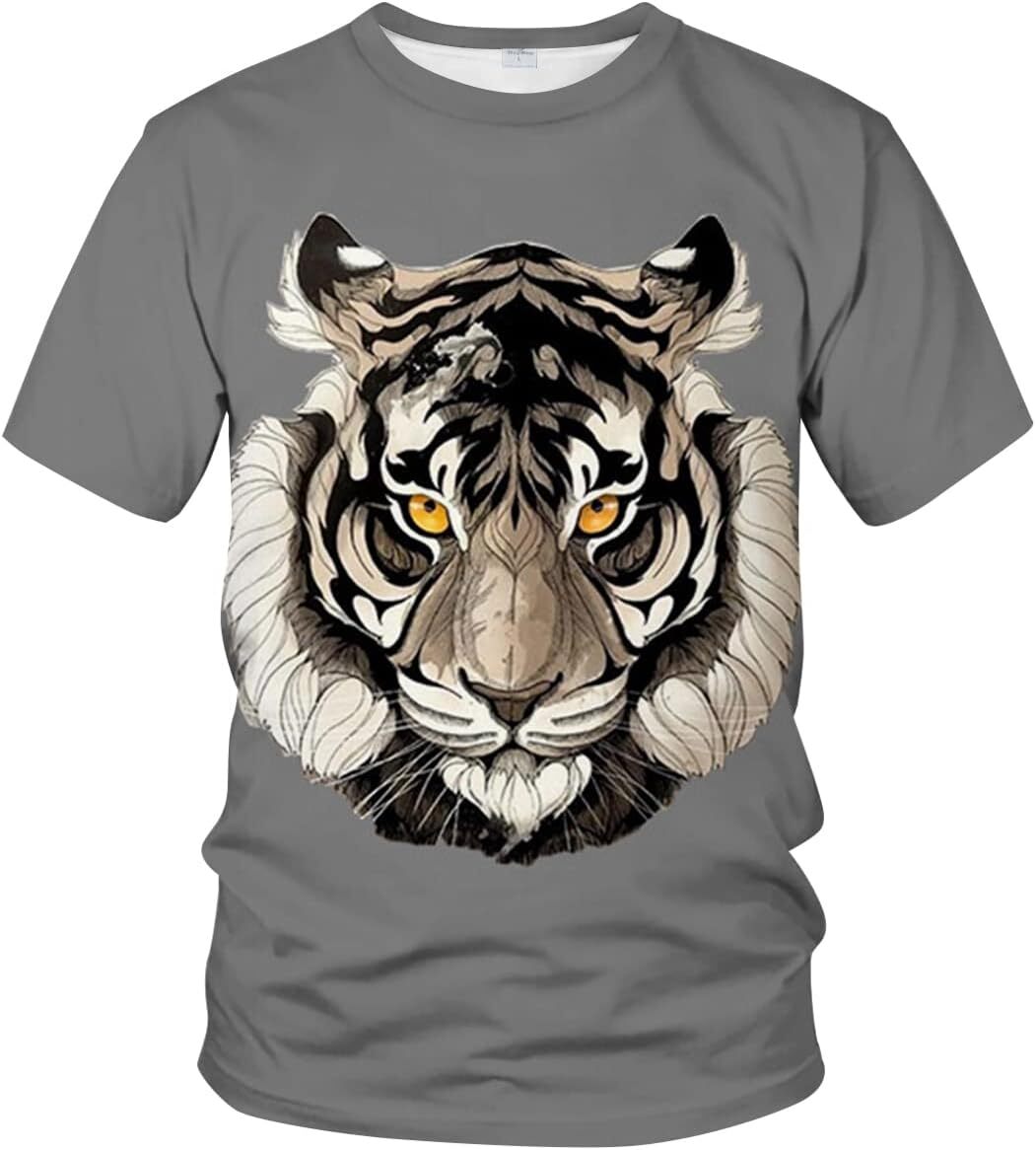 Mens T shirt Unisex Casual Animal Tiger 3D Print T-Shirt Summer Round Neck Fashion Tee Shirt tee Casual tops summer clothes Hip hop trend