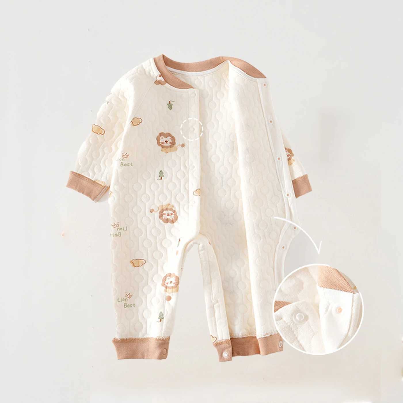 AYNIGIELL 2024 Autumn/Winter Newborn Thickening Heat Preservation Jumpsuit Romper Baby Boys and Girls PajamasXJ241025