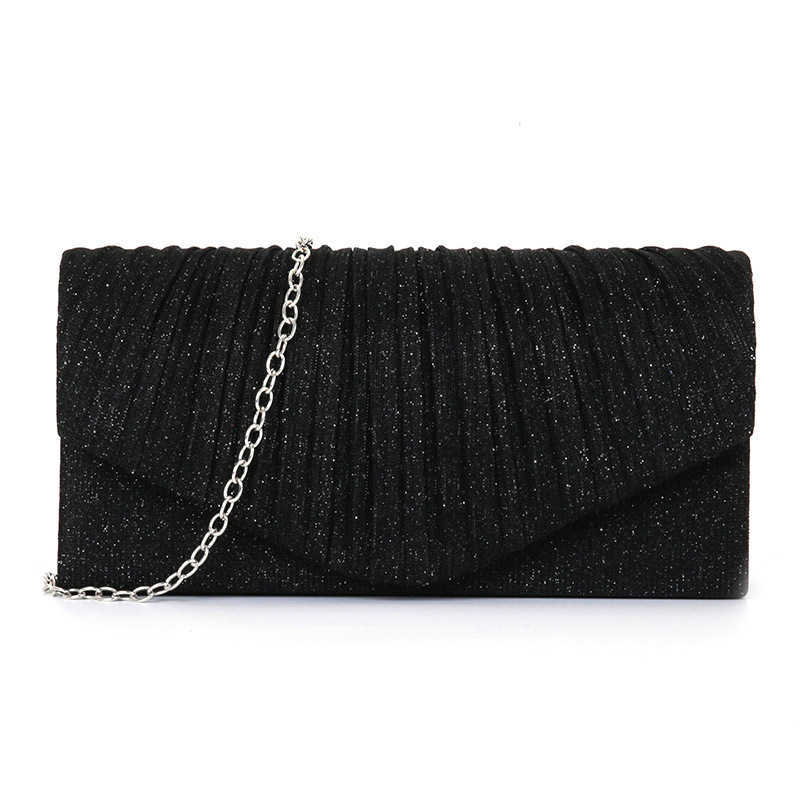 CMM New Banquet Bag Womens Handbag Folded Stripe Cap Flash Material Evening Dress Party Womens Bag