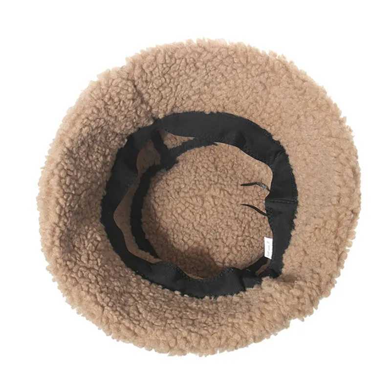 Reversible Leather Fisherman Hat Faux Fur Winter Hats For Women Men Bob Bucket Hat Warm Plush Lambswool Fishing CapX241025