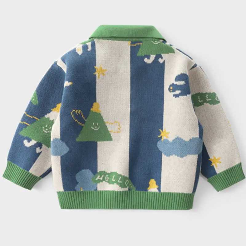 Boys wool sweater crocheted cotton knit 2023 fashionable warm thick winter childrens top childrens clothing W241025