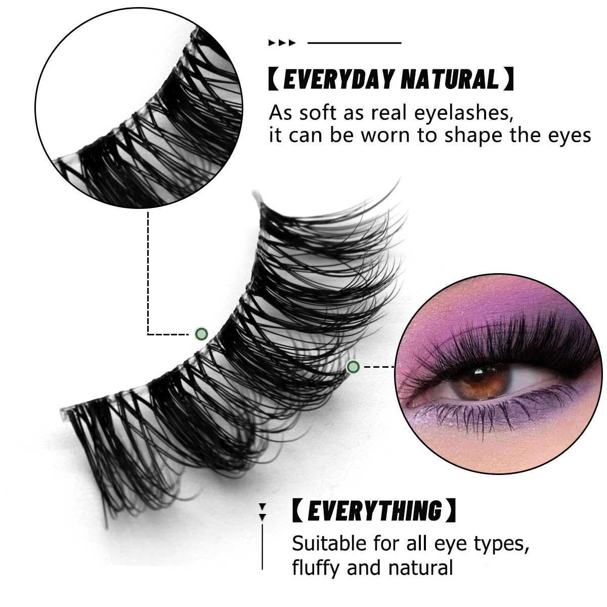 GROINNEYA Half Eyelid 5/6/10 Double Cat Eyelid Transparent Strap False Eyelash Enhancement Natural Appearance Eyelash ExtensionW241024