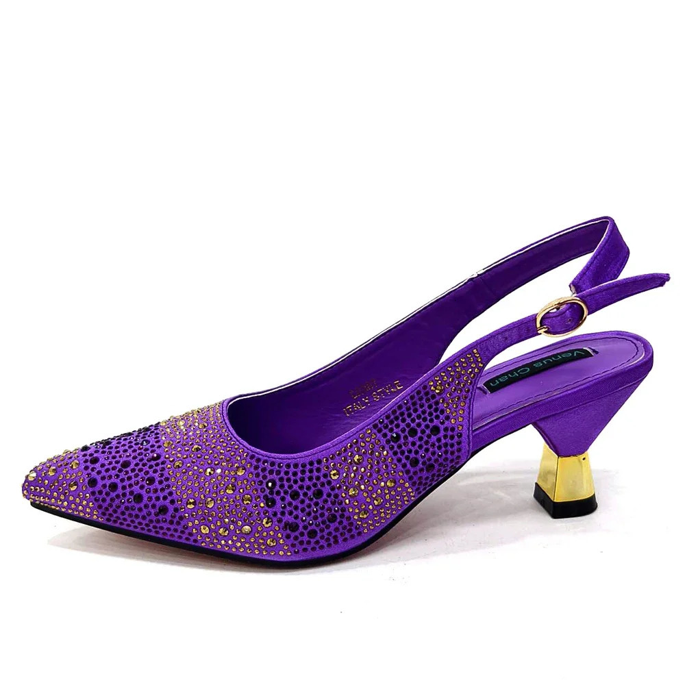 ChanItalian style evening dress party shoes and bag set with hollow bag with shoes elegant and comfortable mid heel womens shoes 241024