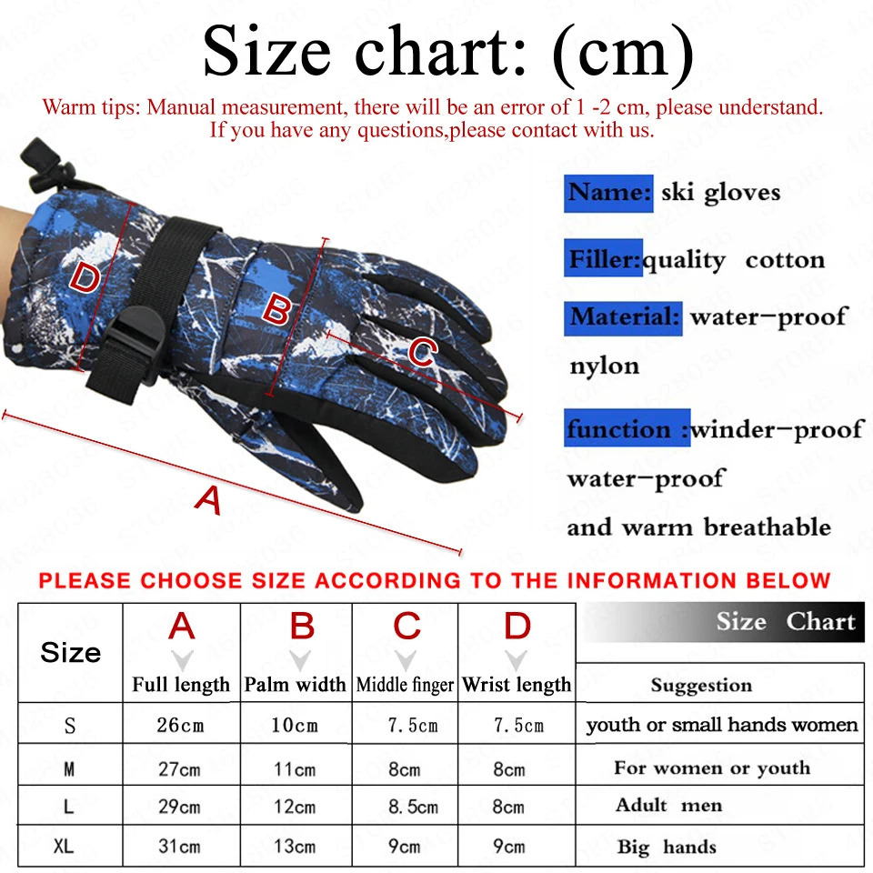 MenWomenKids Ski Gloves Snowboard Ultralight Waterproof Winter Sonw Warm Fleece Motorcycle Snowmobile Riding 241024