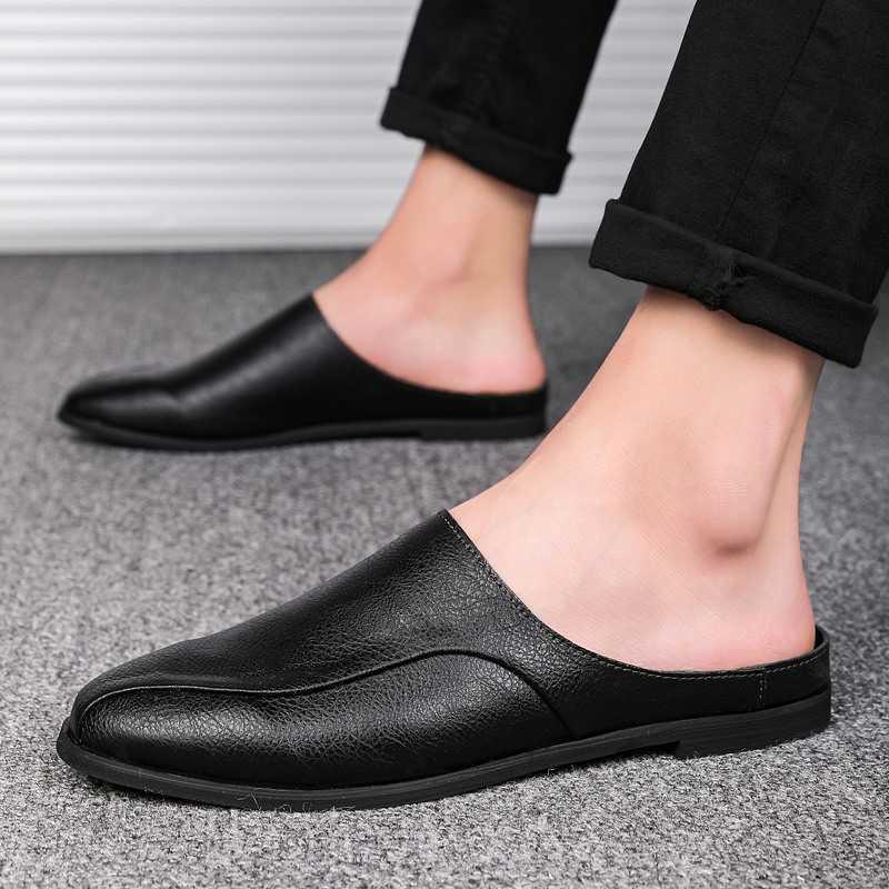 Men Dress Shoes Summer Mens Small Leather Shoes Fashion Casual Shoes One Step Lazy Half Slippers Dressing Slipper 241009