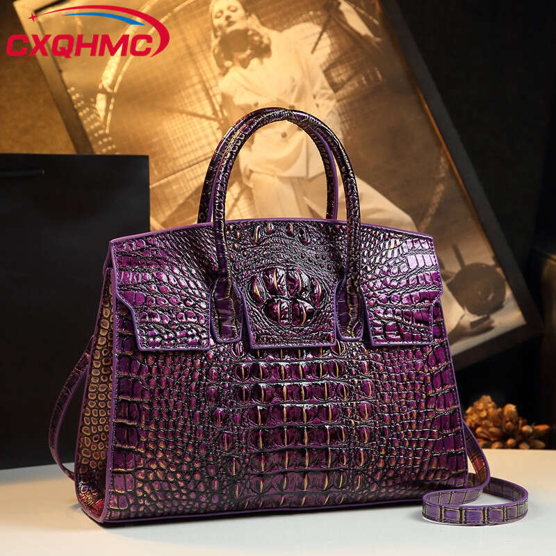 Crocodile Pattern Leather Women Handbags Fashion Commuter Briefcase Portable Tote Bag Shoulder Messenger Bags 2024 New