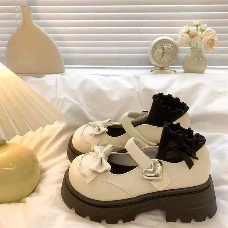 High Quality Womens Mary Jane Pumps Womens Short and Fat High Heels Lolita Shallow Bow Knot Sandals Womens Fi College Girls Sweet Round Shoes T241024