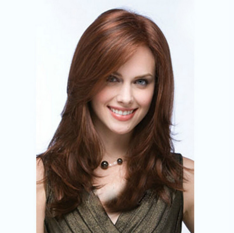 Wig for women with middle parting and big waves brown synthetic wig for foreign trade medium and long curly hair