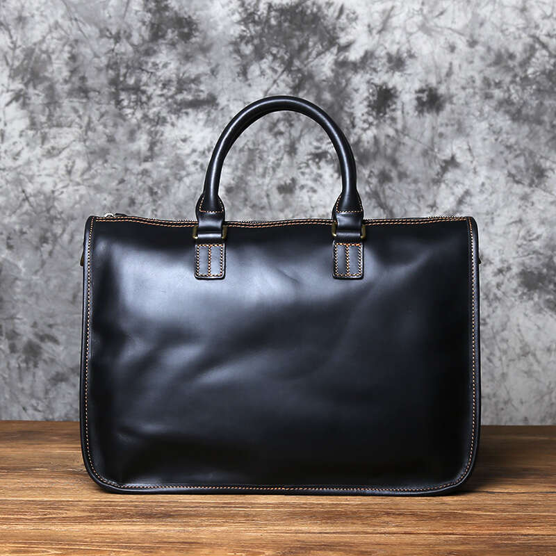 Business Leather Men Briefcase Natural Cowhide Retro Handbag Casual One Shoulder Diagonal Bag Suitable For 15 Inch Laptop