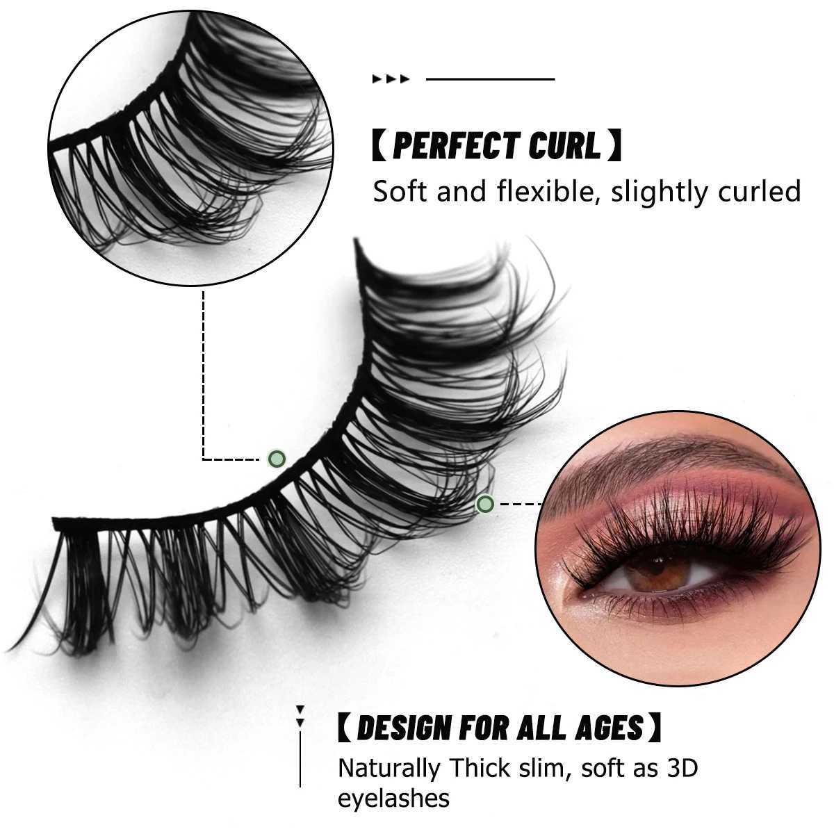 Groinneya 5/7 pairs of eyelash comics natural false eyelashes fluffy and soft cross fairy little devil eyelashes extended makeupW241024