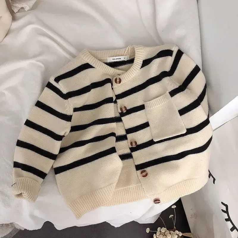 Childrens soft wax striped sweater cardigan suitable for boys and girls in spring and summer W241025