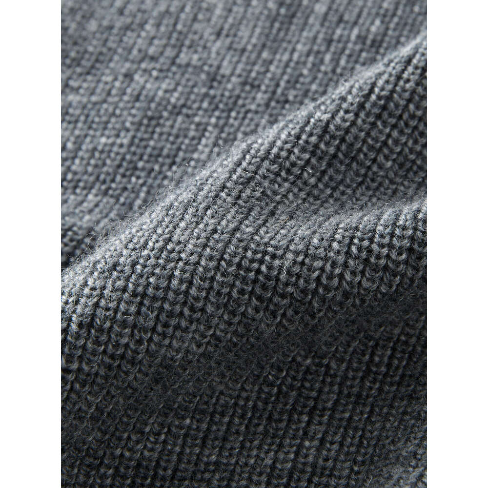 FSLE 33.8% Wool Half High Neck Knit Grey Elegant Women 2024 Winter New Design Bat Sleeve Gentle Dress No Scarf 24Fs14378