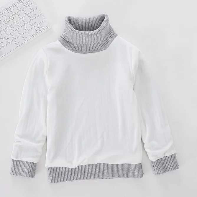 Autumn and winter turtle neck girl sweater made of pure cotton and thick velvet knitted cartoon warm for baby girls parachuting for children girls W24