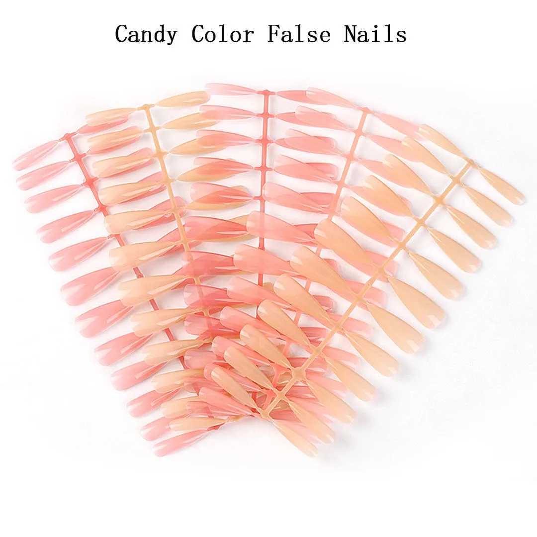 Solid Color Fake Nails Gel X Tips Extension System Full Cover Sculpted Almond Stiletto False Nail Tips 360pcs/bagXJ241025