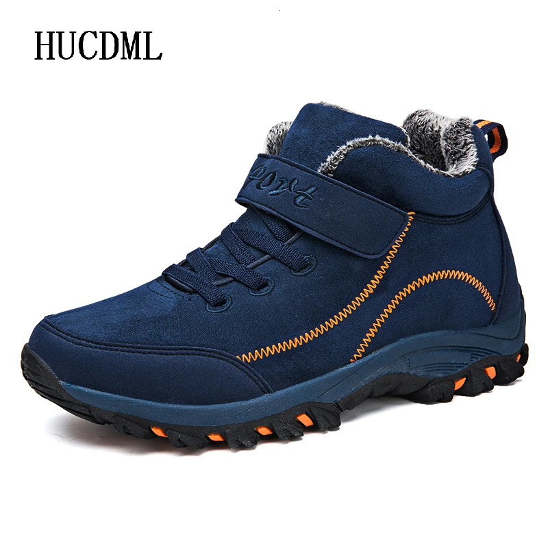 Winter mens shoes 2024 plush leather snow ankle boots outdoor work and leisure shoes anti slip mens shoes platform boots 241024