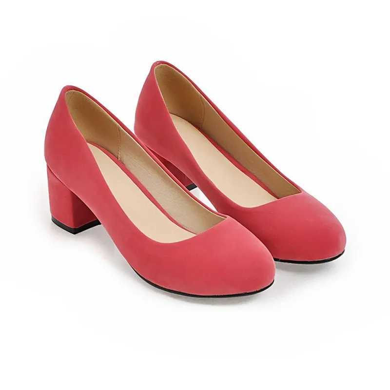 High Quality Womens Square Heel Round Foot Mud Pump Plus Size 33-34 Black Red Blue Elegant Womens Office Shoes T241024