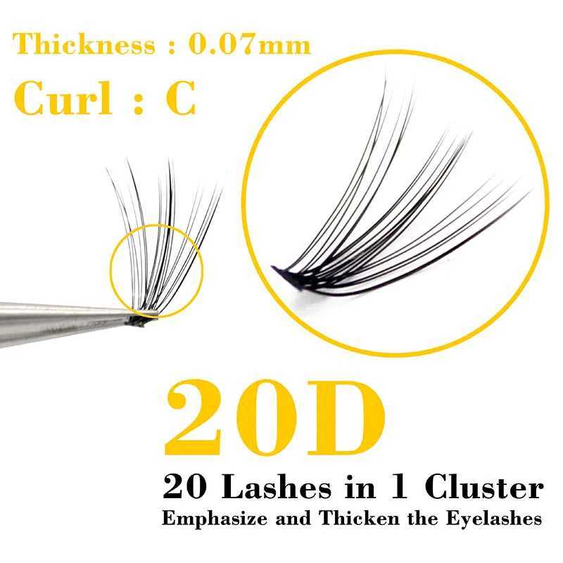 Kimcci 60 Bundle Mink Eyelash Extension Natural 3D Russian Curl Artificial Eyelash Personal 20D Cluster Eyelash Makeup CiliaW241024
