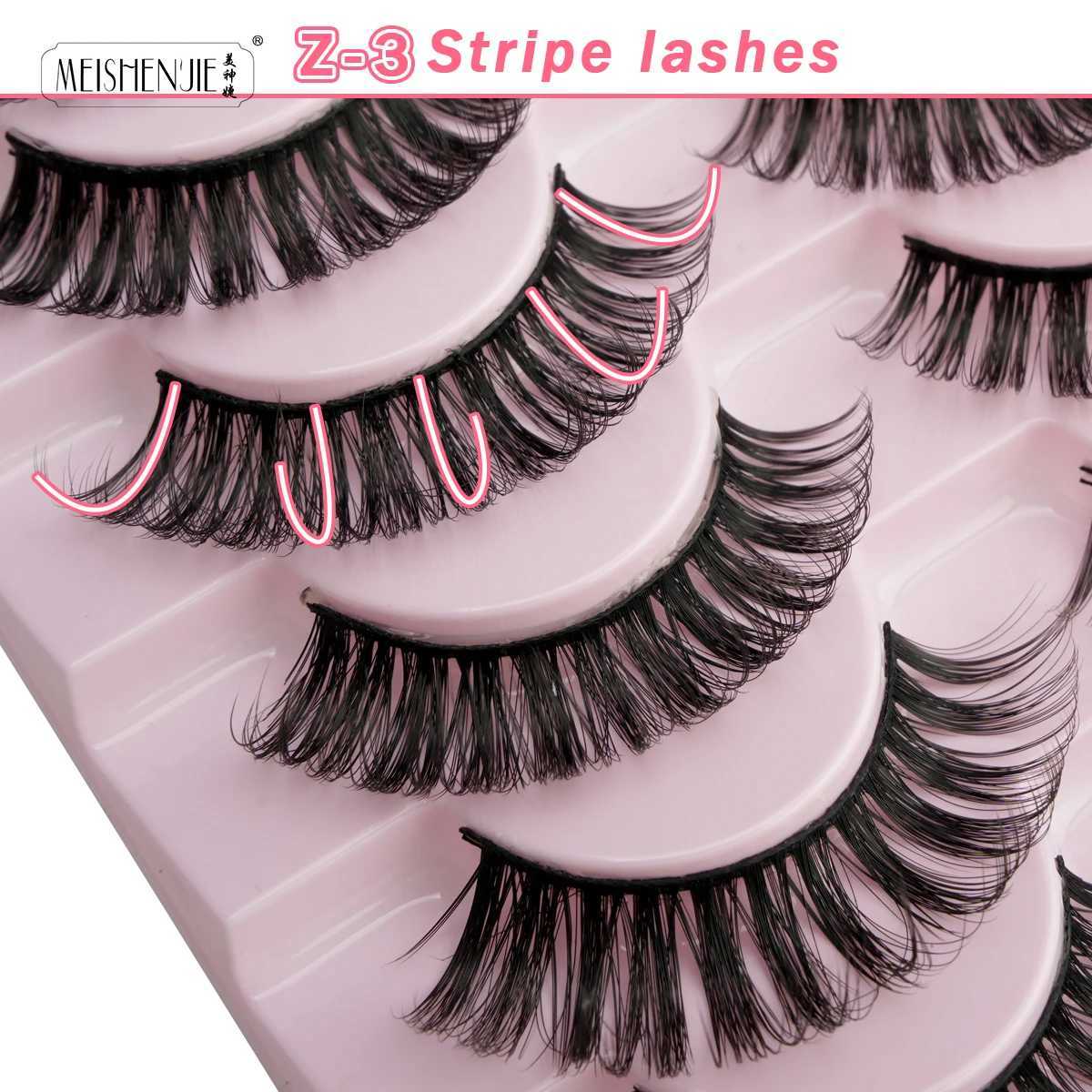 Artificial Cils 5/10 Double 3D Mink Eyelash Natural Long Wispy Fluffy Handmade Fake Eyelash Makeup Tool Full Eyelash MaquillajeW241024