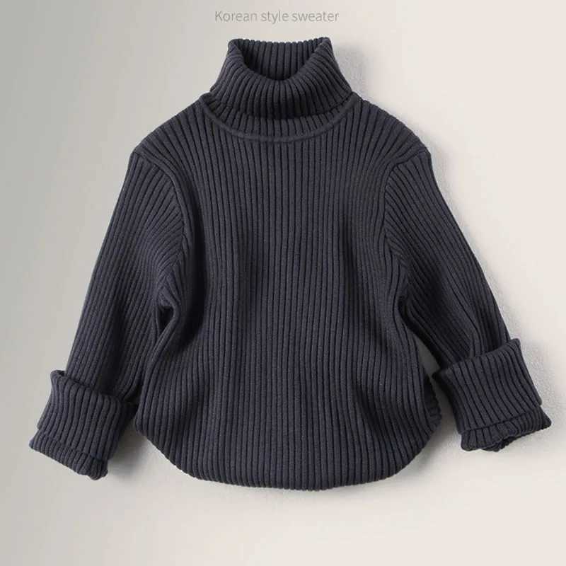Autumn Winter New Baby Boys Girls Turtleneck Sweaters Kids Pullover Solid Color Knitted Bottom Sweater Childrens Clothing W241025