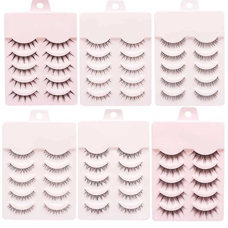 LTWEGO 5 pairs of eyelash comic natural false eyelashes fluffy and soft cross fairy little devil eyelash extension makeup toolW241024