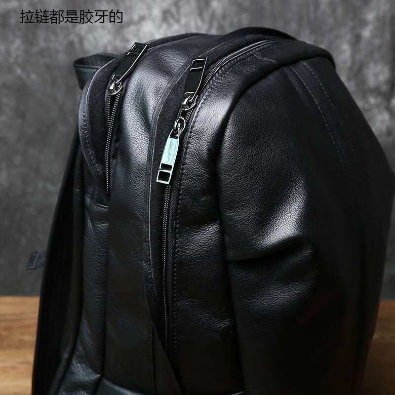 Leather Men's Backpack Natural Cowhide Large Capacity Travel Outdoor Schoolbag Business Computer Bag For 15 Inch Laptop