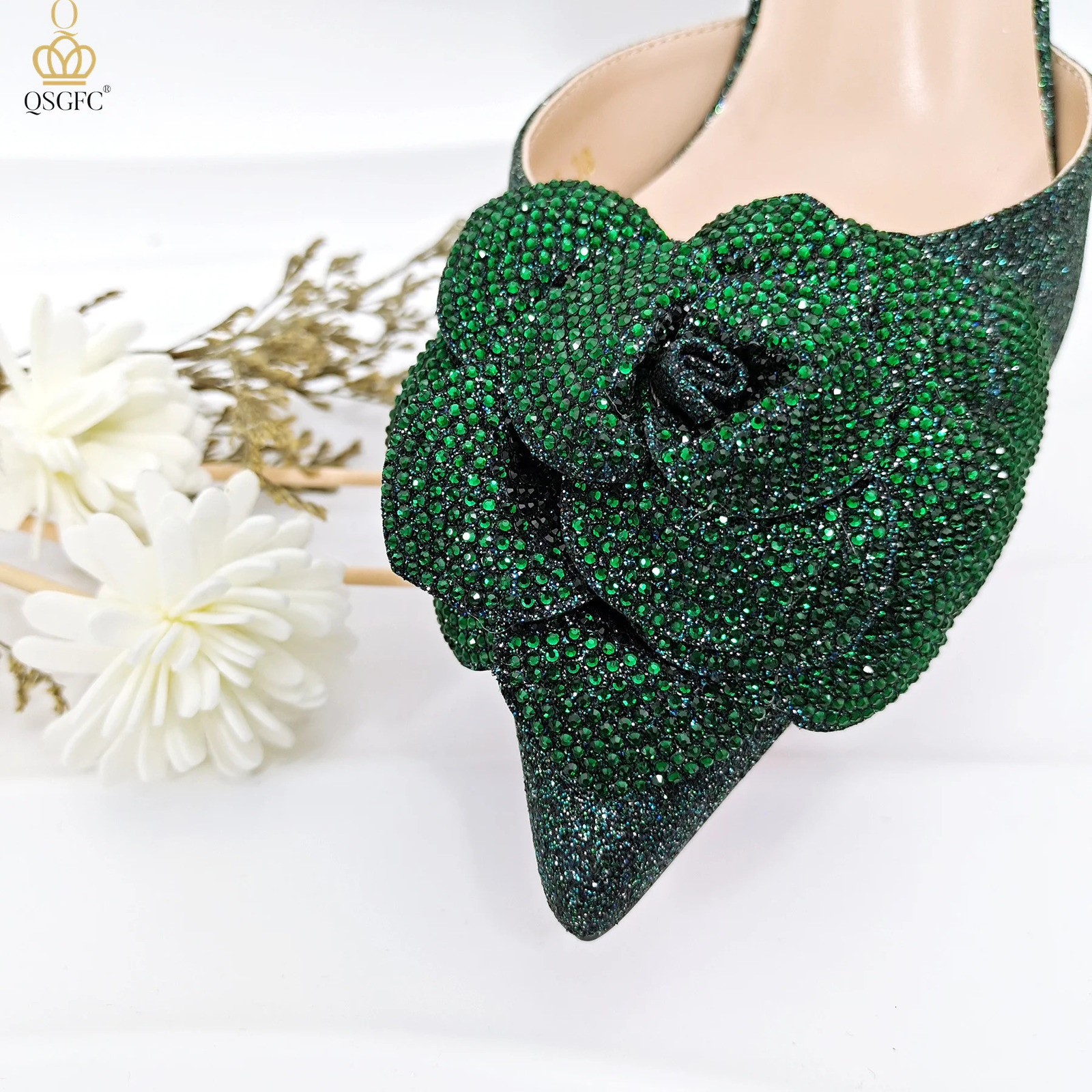 QSGFC Elegant Womens Shoe Bag Set Wedding Party Bag and Shoes Comfortable Middle Heel Shoes Womens Shoes 241024