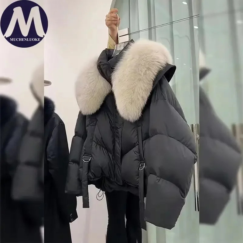 Womens Jacket Winter Fur Collar Long Sleeves Thickening Keep Warm Parkas Korean Fashion Slim Fit Street Trends Parka Coats 241021