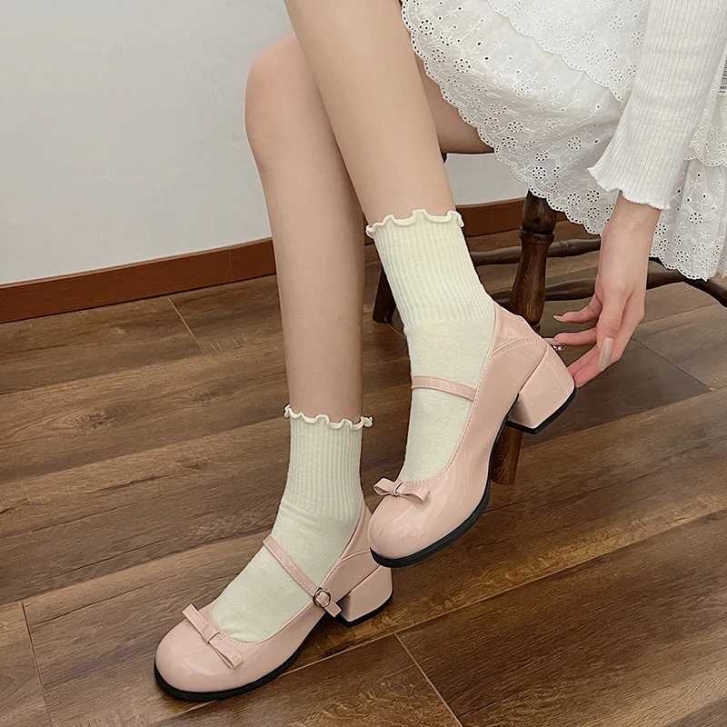 High Quality New Mary Jane Shoes Womens Elegant Low Foot Shoes Fi Casual Buckle Single Shoes Womens College Style Shoes Single Pump T241024