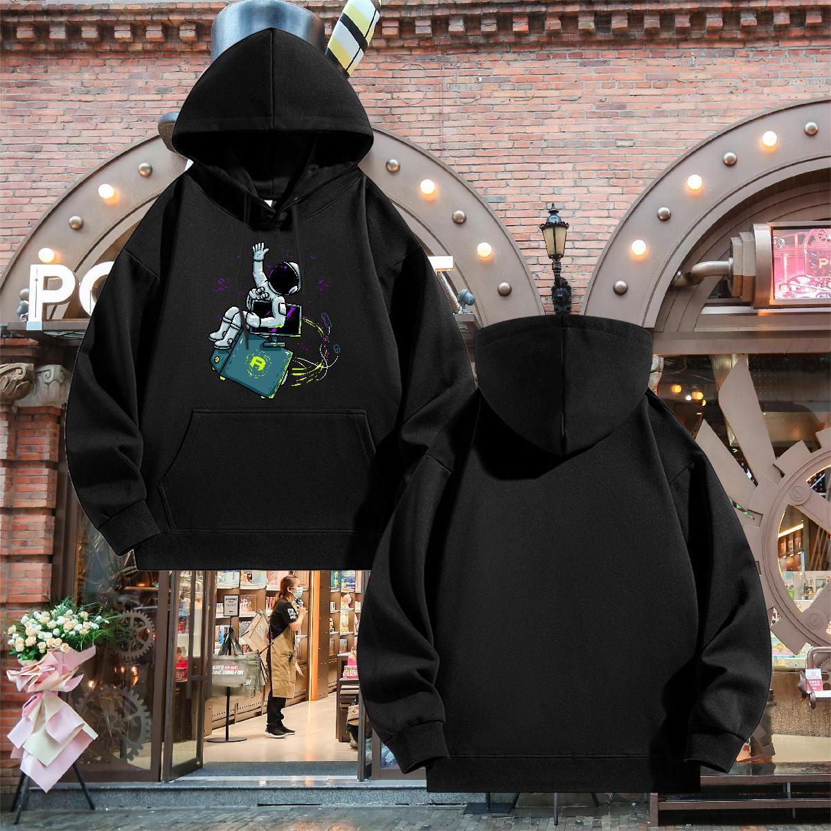 Designer Fashion Men Hoodie Hooded Collar Breathable Cool Couples Hoodie Black Oversized Tops Hoodie Street Casual Velvet Thick
