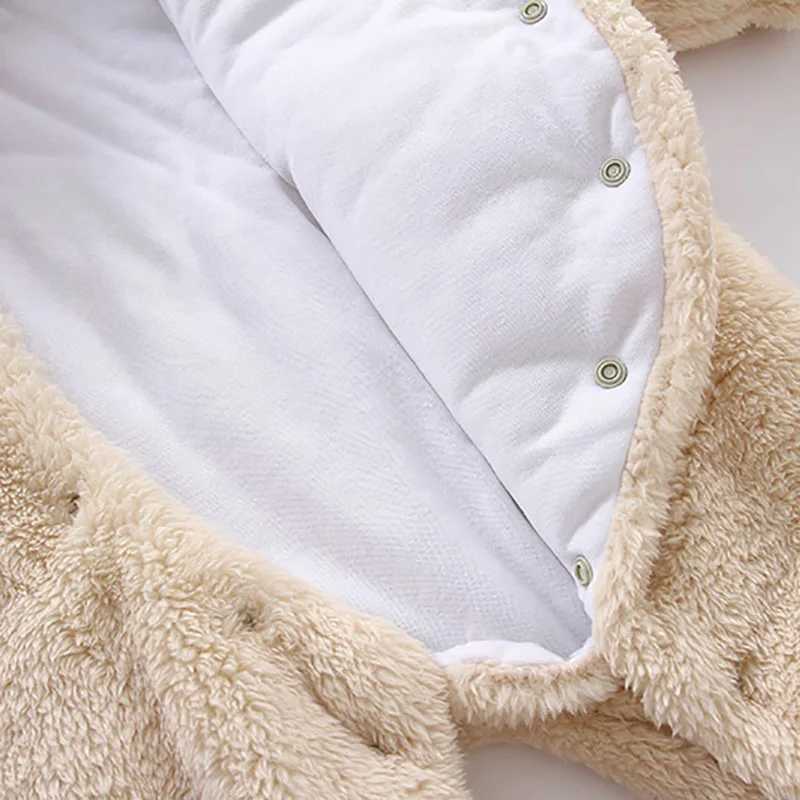 Winter Baby Romper for Girls Boys Soft Fleece Hooded Jumpsuit Bear Toddler Loungewear Thicken Infant OutfitXJ241025