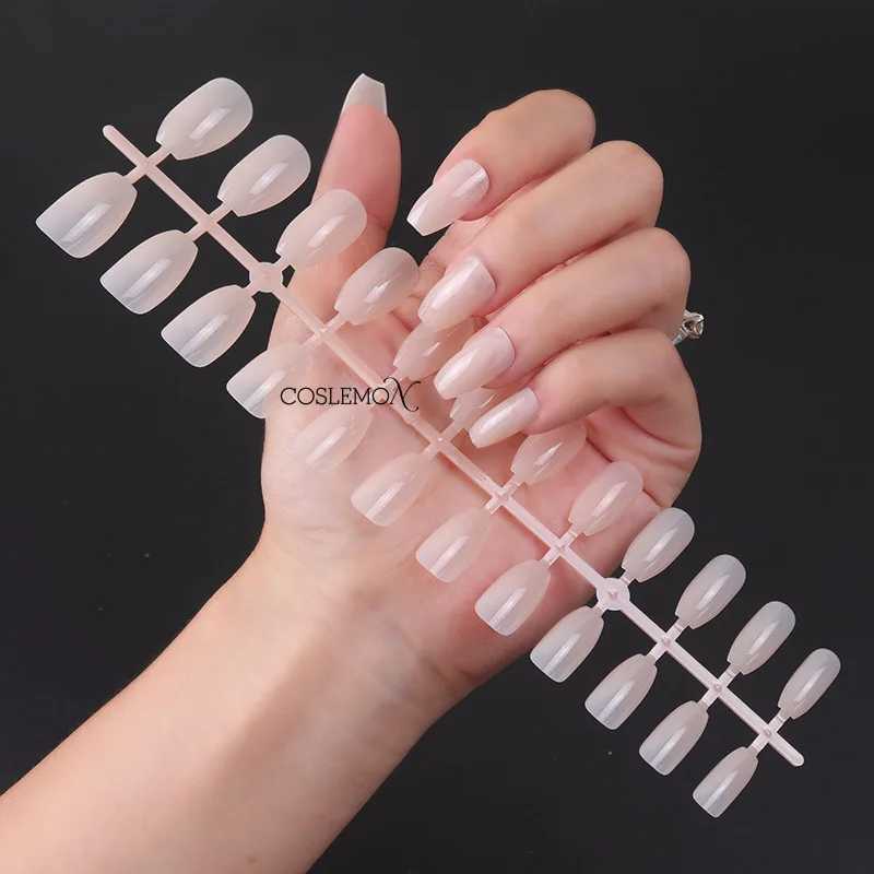 24pcs/set False Nails Short Ballet Bright Color Wearable Fake Nails Press Round Head Full Cover Removable Finished NailsXJ241025