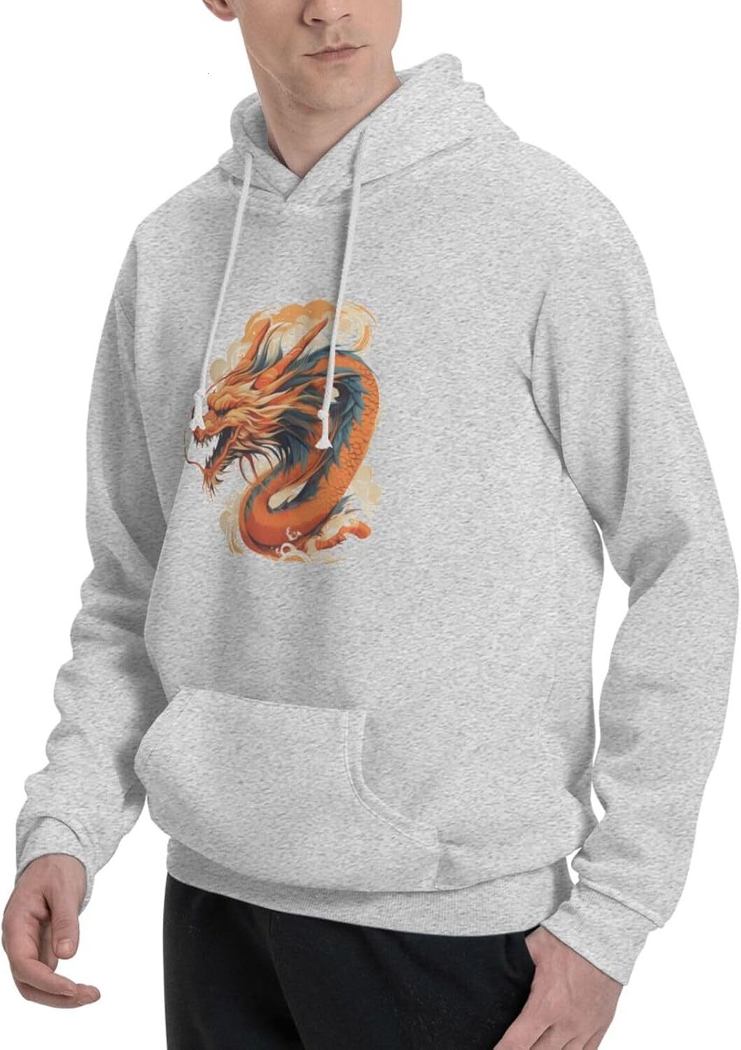 Hoodie for Mens Womens Funny Cartoon Chinese Dragon Print Hoodie for Women Men Animals Hoodies Sweatshirt Clothing Leisure warmth