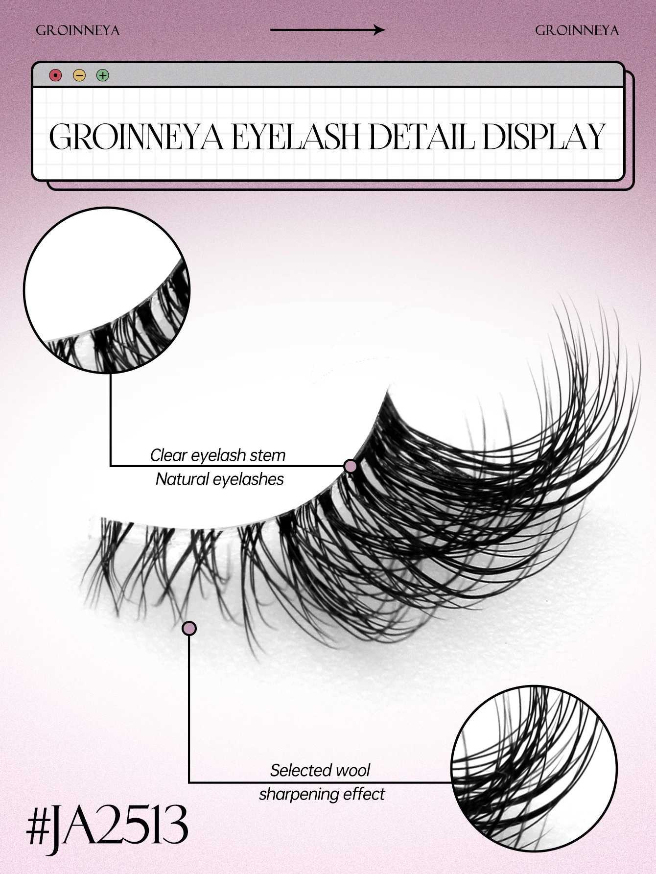 Groinneya Half Eyelash Half Eyelash Soft Natural Transparent Lash Eyelash Natural Appearance Artificial Mink Wispy Mink Eyelash Extension MakeupW24102