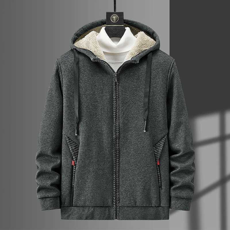 Flce Mens Hoodie Winter Cashmere Thick Warm Sweatshirt Casual Hoodie Cardigan Fashion Bomber Jacket Zipper Coat Mens W241024