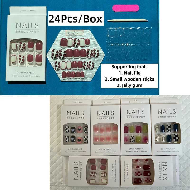 24Pcs Fake Nails Medium Length Matte Solid Color Press on Nails Companion Tools Included ReusableXJ241025