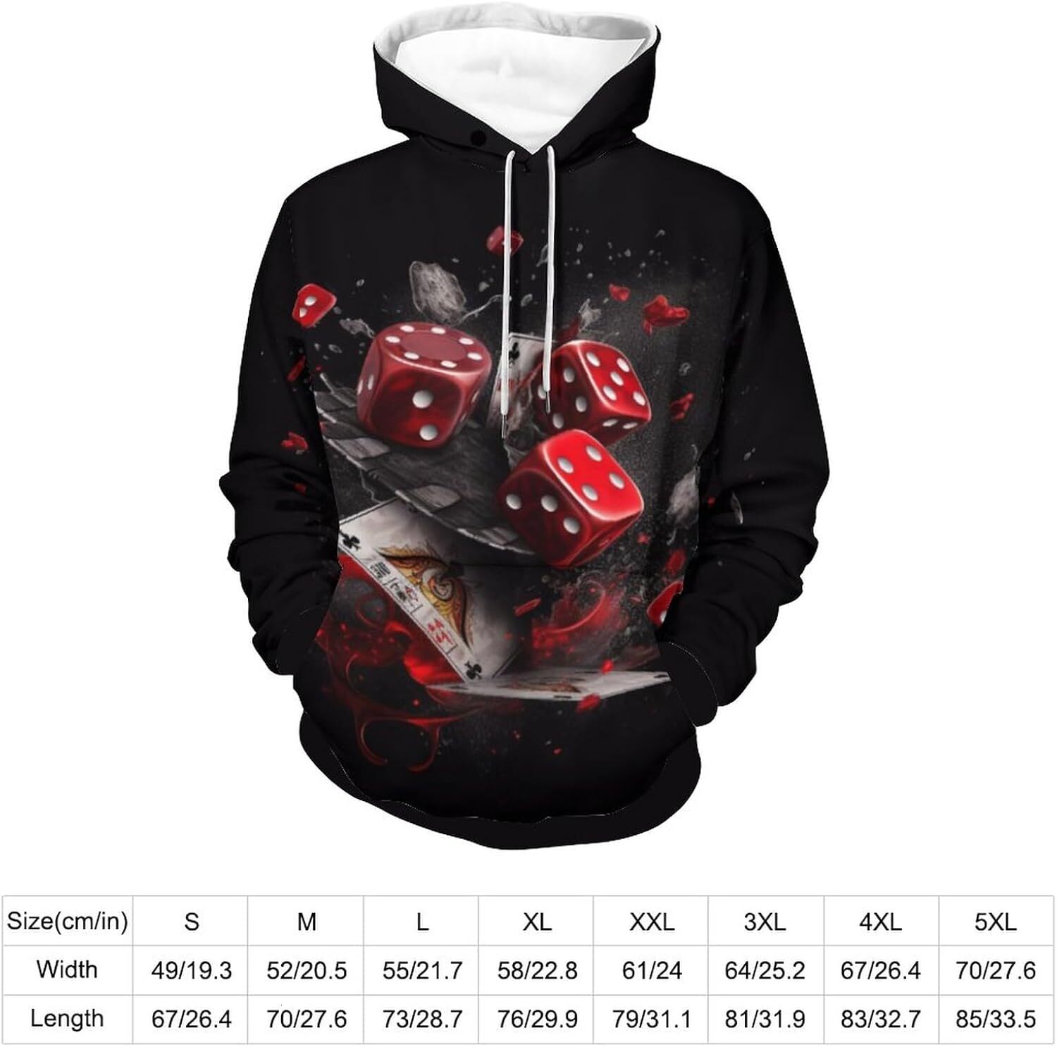 Hoodie for Mens Womens Mens Novelty Dices Hoodies Pullover Athletic Hoodies Sweatshirts Casual Pocket Tops Long Sleeve Graphic Fashionable and Warm