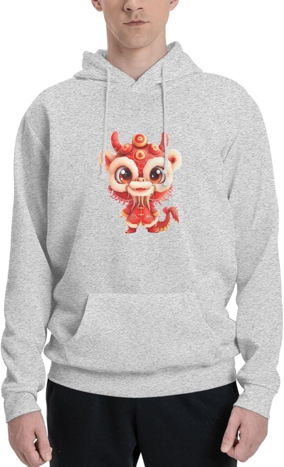 Hoodie for Mens Womens Funny Cartoon Chinese Dragon Print Hoodie for cute Animals Lovers Pullover Hoodies Sweatshirt Clothing Graphic cool